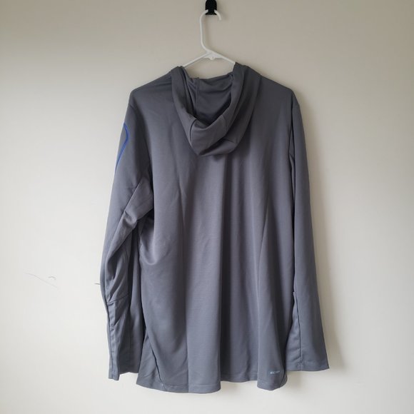 Kansas Jayhawks Long Sleeve Hooded Training Shirt Mens Large Tall LT Gray Adidas - Picture 5 of 13